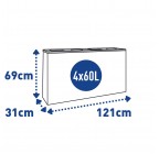 Cos de gunoi pentru colectare selectiva, EKO, 4 x 60 litri