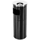 Cos gunoi negru cu scrumiera inox, 20 litri
