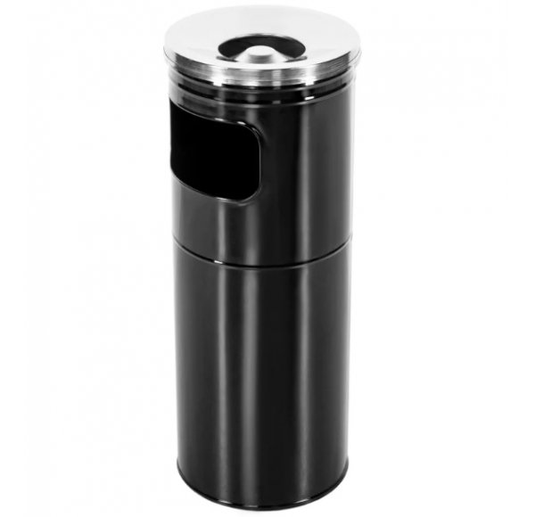 Cos gunoi negru cu scrumiera inox, 20 litri