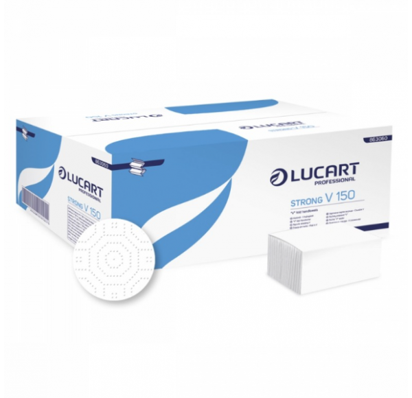 Prosoape hartie pliate alba, Lucart V Strong, 2 str, 150 buc, 25*23 cm 863060 Prosoape hartie pliate alba, Lucart V Strong, 2 str, 150 buc, 25*23 cm 863060