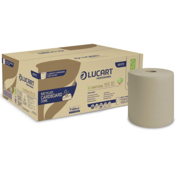 Prosoape maini hartie, Econatural Cardboard Core,Lucart 155ID, 2 starturi, autocut, 155 m 861170 / 13674 Prosoape maini hartie, Econatural Cardboard Core,Lucart 155ID, 2 starturi, autocut, 155 m 861170 / 13674