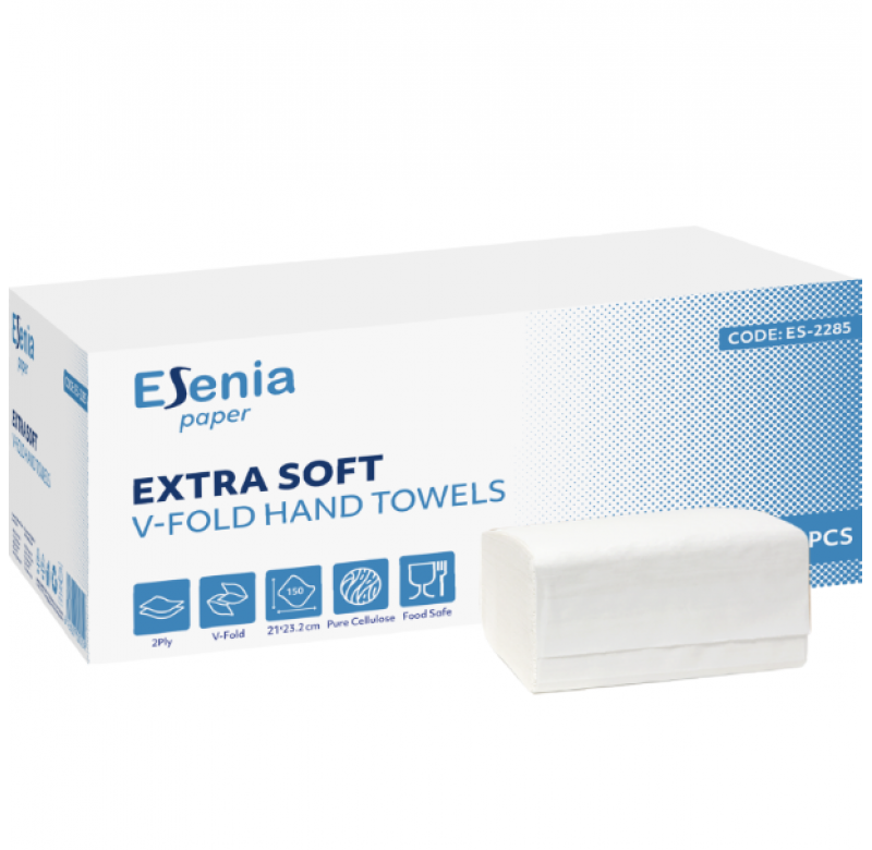 Prosoape din hartie pliate albe, Esenia extra soft, 150 buc, 2 straturi, 21*23.2 cm PZ 01972