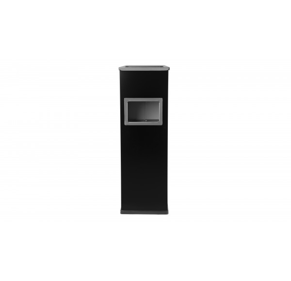Coș de gunoi rectangular cu scrumieră – Mirage Black 22l