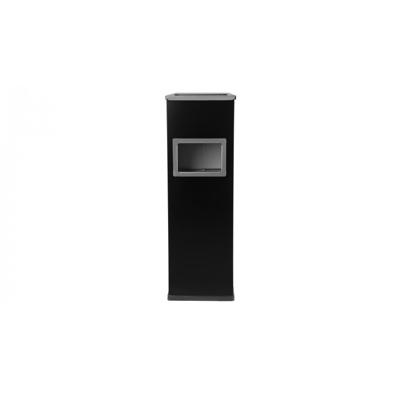 Coș de gunoi rectangular cu scrumieră – Mirage Black 22l