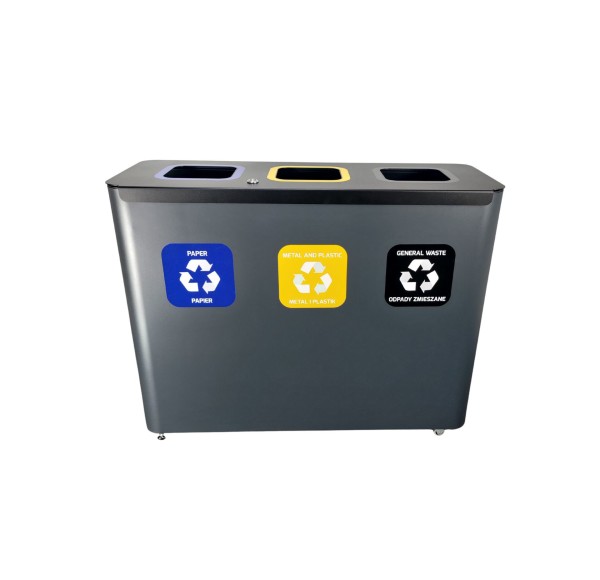 Cos de gunoi pentru colectare selectiva, premium, EKO STAR STATION, 3x60 litri Cos de gunoi pentru colectare selectiva, premium, EKO STAR STATION, 3x60 litri