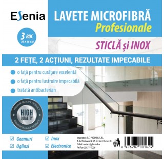 Set 3 lavete din microfibra Esenia  pentru sticla si inox