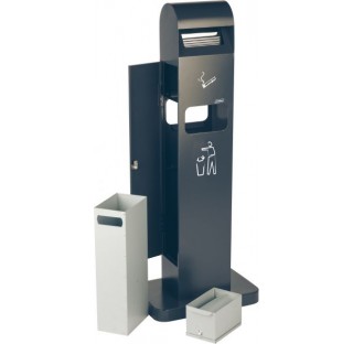 Cos de gunoi cu scrumiera 2L/8L, tip totem, pentru exterior, rezistenta la UV si inghet, Probbax Cos de gunoi cu scrumiera 2L/8L, tip totem, pentru exterior, rezistenta la UV si inghet, Probbax