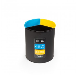 Cos de gunoi pentru colectare selectiva, Roomcycle Trio, metalic, pentru interior, 3 compartimente  Cos de gunoi pentru colectare selectiva, Roomcycle Trio, metalic, pentru interior, 3 compartimente